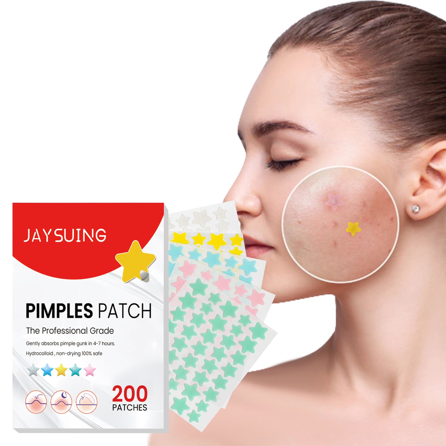 Star Colored Acne Stickers Repair Acne Pits & Marks Fade Acne Spots Blemishes Cover Acne Pimples